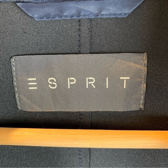 Esprit Midnight Blue Ultrasuede Belted Long Trench Military Coat sz XS - Picture 8 of 11